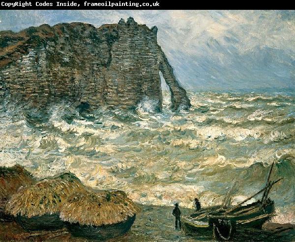 Claude Monet Stormy Sea in etretat